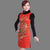 Fur Collar Cap Sleeve Brocade Cheongsam Chinese Dress with Phoenix Sequins