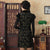 Fur Collar Velvet with Floral Lace Cheongsam Chinese Dress
