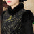 Fur Collar Velvet with Floral Lace Cheongsam Chinese Dress