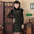 Fur Collar Velvet with Floral Lace Cheongsam Chinese Dress