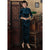 Vestido Qipao Cheongsam con brocado floral de longitud completa con mangas 3/4