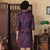 3/4 Sleeve Knee Length Floral Velvet Cheongsam Qipao Dress