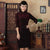 Velvet with Auspicious Pattern Lace Bodycon Traditional Cheongsam Qipao Dress