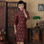 Vestido de terciopelo con patrón auspicioso de encaje ajustado tradicional cheongsam qipao