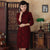 Vestido de terciopelo con patrón auspicioso de encaje ajustado tradicional cheongsam qipao