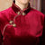 Camicia cinese con maniche a 3/4 in velluto cheongsam