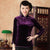 Camicia cinese con maniche a 3/4 in velluto cheongsam