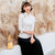 Camisa china superior de cheongsam de algodón elegante con estampado floral de manga 3/4