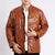 Dragon Embroidery Mandarin Collar Leather Jacket