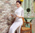 Half Sleeve Full Length Classic Lace Cheongsam Chinese Dress