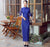 Klassisches chinesisches Cheongsam-Kleid aus Spitze in voller Länge mit halben Ärmeln