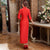 3/4 Sleeve Full Length Floral Velvet Cheongsam Chinese Dress