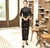 Vestido chino cheongsam de terciopelo floral de longitud completa con mangas 3/4