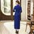 3/4 Sleeve Full Length Floral Velvet Cheongsam Chinese Dress