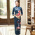 3/4 Sleeve Full Length Floral Velvet Cheongsam Chinese Dress