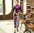 3/4 Sleeve Full Length Floral Velvet Cheongsam Chinese Dress