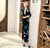 3/4 Sleeve Full Length Floral Velvet Cheongsam Chinese Dress