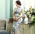 Cap Sleeve Key Hole Neck Floral Silk Blend Cheongsam Chinese Dress