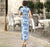 Full Length Bodycon Floral Silk Blend Cheongsam Chinese Dress