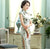 Full Length Classic Floral Silk Blend Cheongsam Chinese Dress