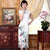 Tea Length Key Hole Neck Floral Silk Blend Cheongsam Chinese Dress