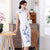 Vestido chino cheongsam floral de algodón elegante hasta el té