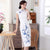 Robe chinoise Cheongsam à fleurs en coton de longueur de thé