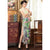 Key Hole Neck Full Length Modal Floral Cheongsam Chinese Dress