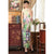 Key Hole Neck Full Length Modal Floral Cheongsam Chinese Dress