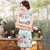Knielanges Cheongsam-Abendkleid aus Seidenmischung mit Blumenmuster