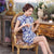 Knee Length Silk Blend Floral Cheongsam Evening Dress