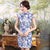 Knee Length Silk Blend Floral Cheongsam Evening Dress