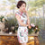 Knee Length Silk Blend Floral Cheongsam Evening Dress