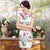 Knee Length Silk Blend Floral Cheongsam Evening Dress