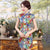 Knee Length Neon Pattern Silk Blend Cheongsam Evening Dress