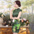 Knielanges Cheongsam-Abendkleid aus Seidenmischung mit Lotus-Muster