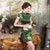 Robe de soirée Cheongsam en soie mélangée à motif Lotus et au genou