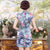 Knee Length Silk Blend Floral Cheongsam Evening Dress
