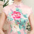 Knee Length Floral & Birds Pattern Silk Blend Cheongsam Evening Dress