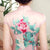 Knee Length Floral & Birds Pattern Silk Blend Cheongsam Evening Dress