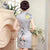 Knee Length Silk Blend Floral Cheongsam Evening Dress