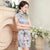 Knee Length Silk Blend Floral Cheongsam Evening Dress