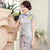 Knee Length Silk Blend Floral Cheongsam Evening Dress