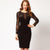 Illusion Neck & Sleeve Knee Length Pencil Dress with Floral Lace