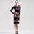 Long Sleeve Knee Length Floral Pencil Dress with Lace Appliques