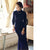 Full Length 3/4 Sleeve Flocked Vintage Cheongsam Shanghai Qipao Dress