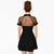 Petite robe noire cocktail à manches courtes et col illusion
