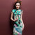Chinesisches Cheongsam-Kleid mit Flügelärmeln aus Baumwolle mit Blumenmuster