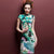 Robe chinoise Cheongsam à fleurs en coton à mancherons