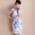 Robe chinoise Cheongsam à fleurs en coton à mancherons